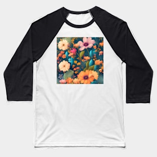 Dreamy Summer Flowers Baseball T-Shirt